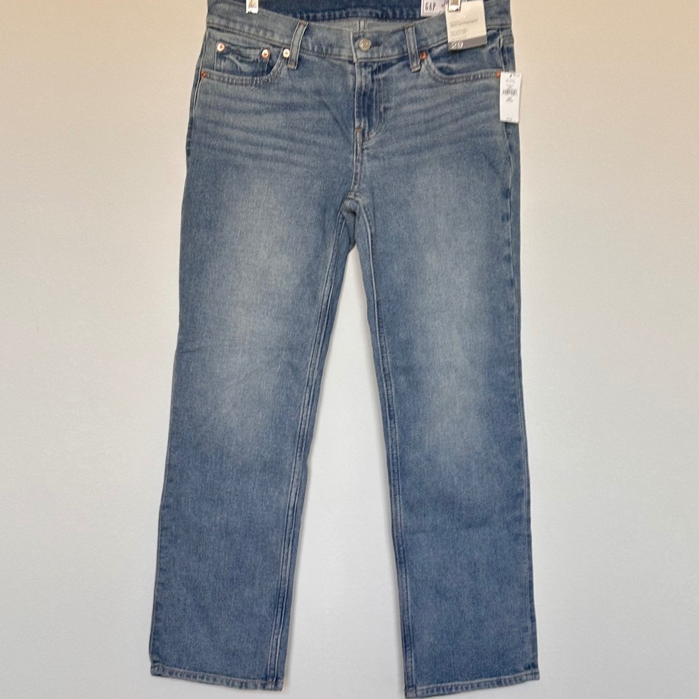NWT Gap 90s Straight Low Rise Jeans 29 8 Petite Medium Wash Blue Denim